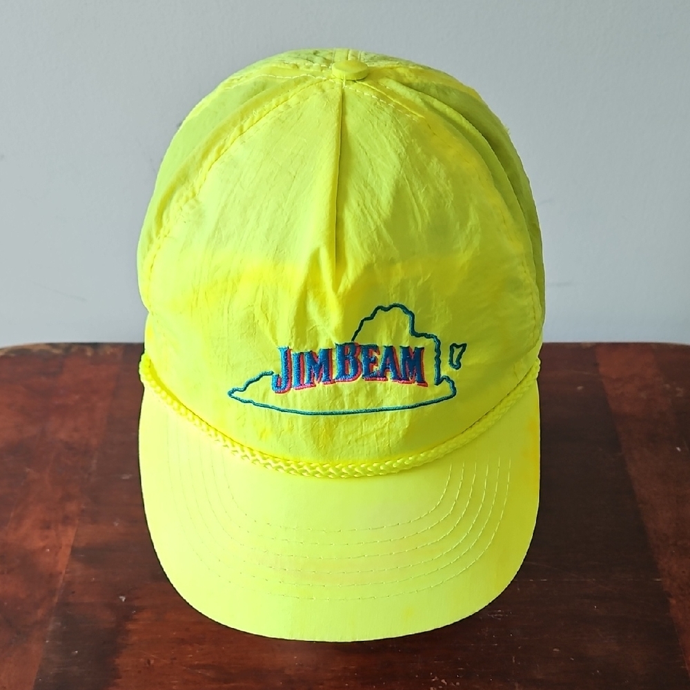 Vintage Jim Beam Virginia Neon Tie Dye Yellow Orange Snap Back Hat